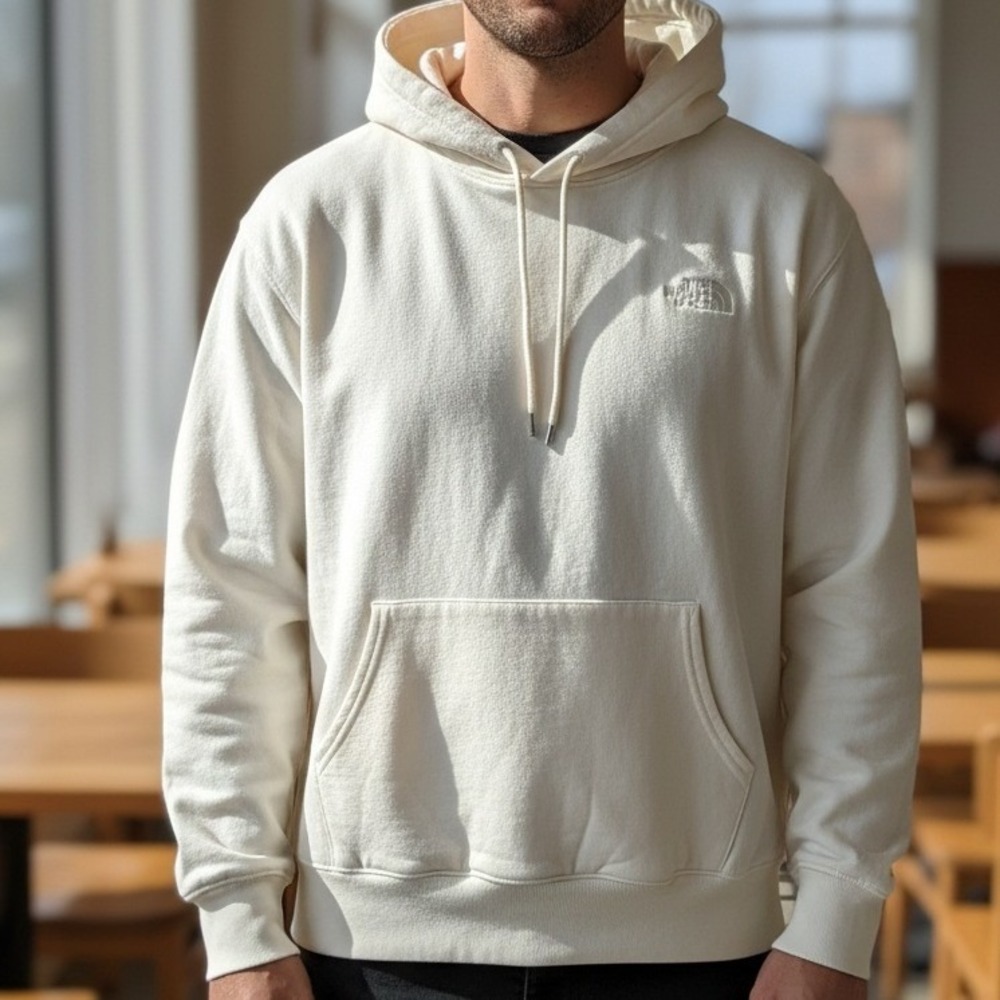 The North Face Circular‎ Design Hoodie Mens Cream Off White Pullover Sweatshirt